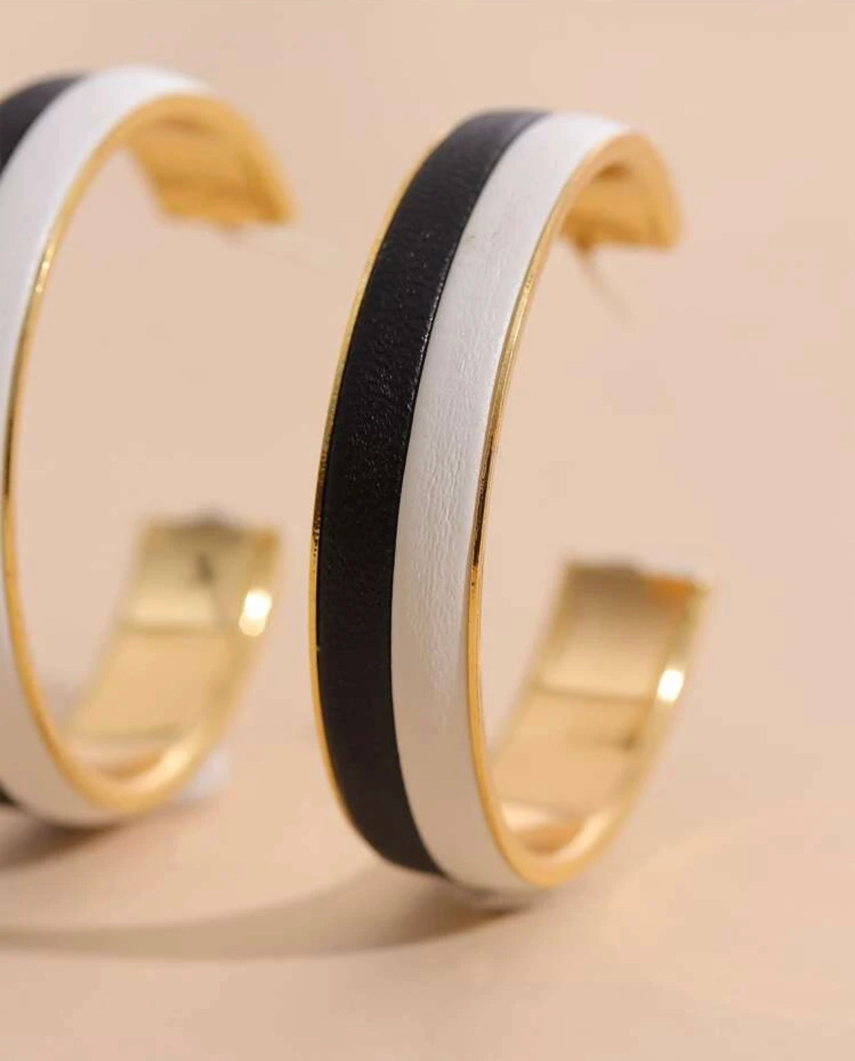 Two tone open hoop earrings