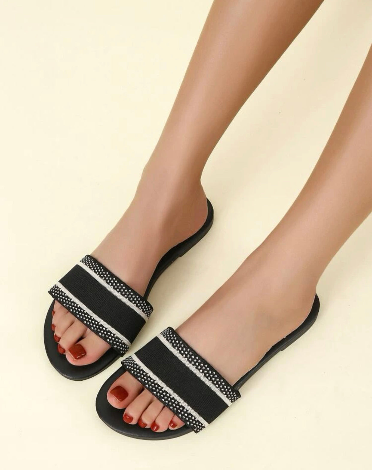Two tone slide sandals