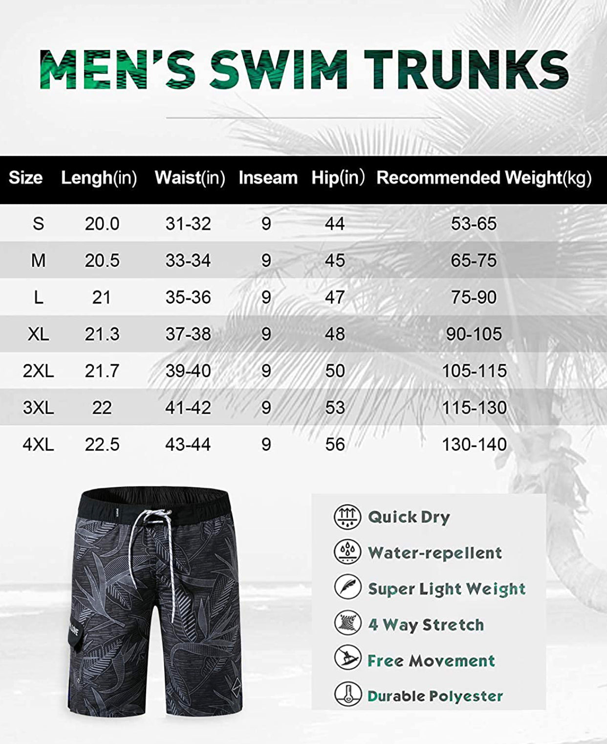 Men's Swim Trunks Quick Dry Beach Shorts Swimsuit Casual Style - Christina’s unique boutique LLC