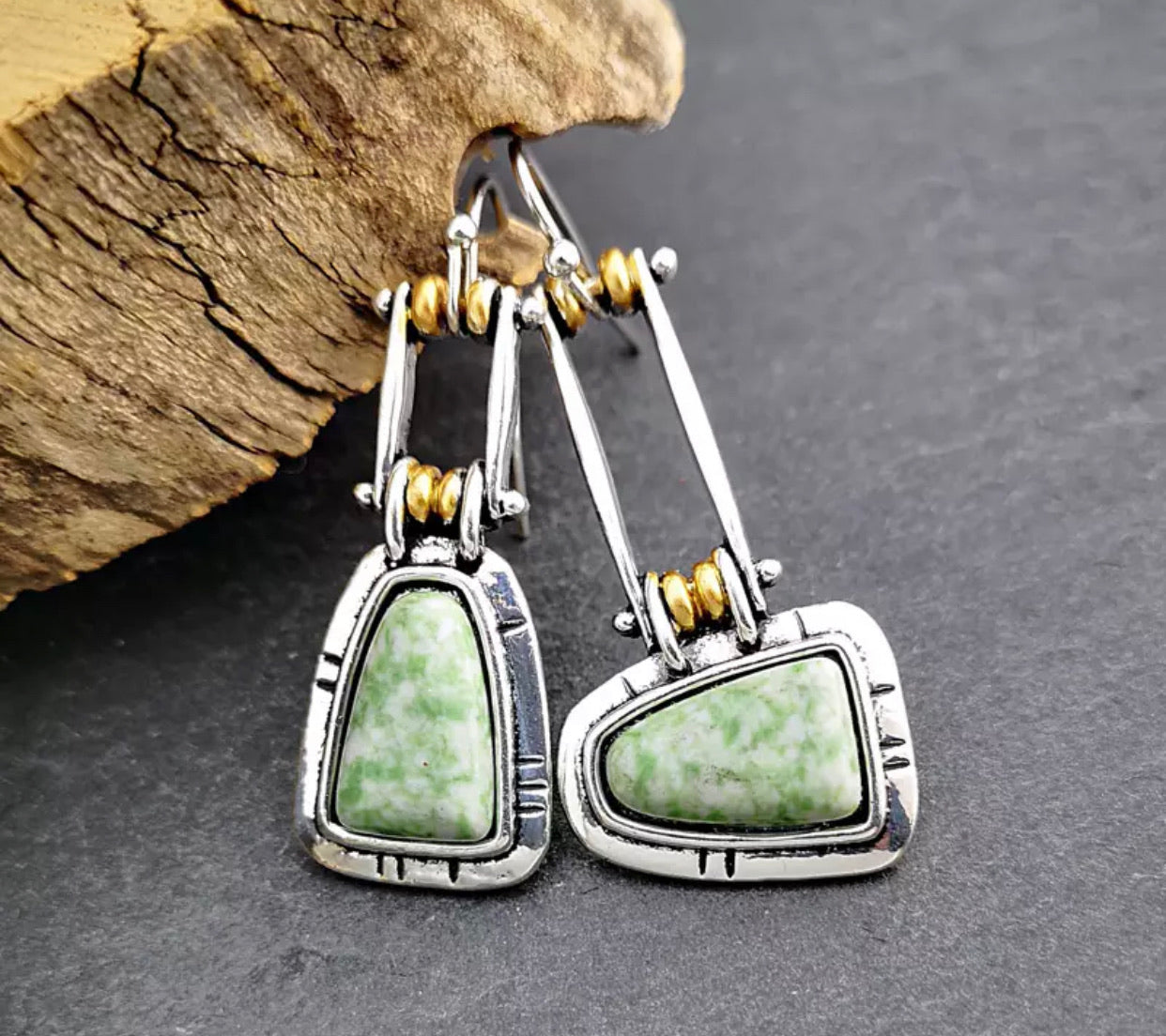 Wonderful geometric style turquoise dangle earrings - Christina’s unique boutique LLC