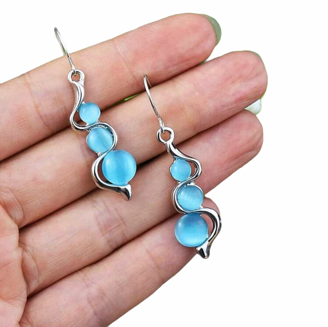 Light blue moonstone inspired dangle earrings - Christina’s unique boutique LLC