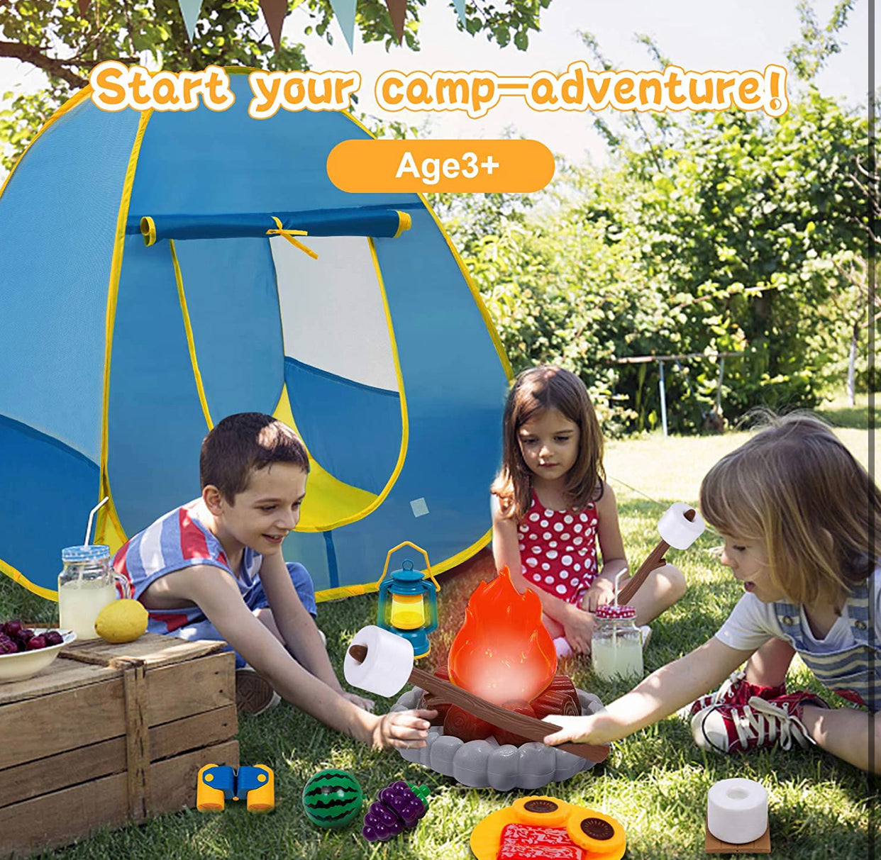 Kids Camping Play Tent with Toy Campfire - Christina’s unique boutique LLC