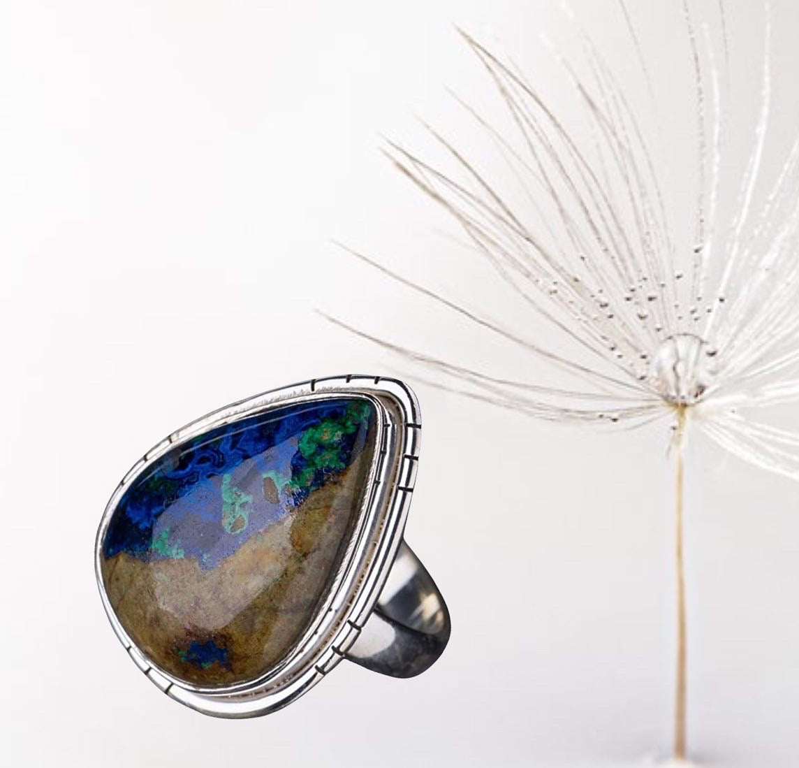 Natural Chrysocolla Handmade 925 Sterling Silver Ring