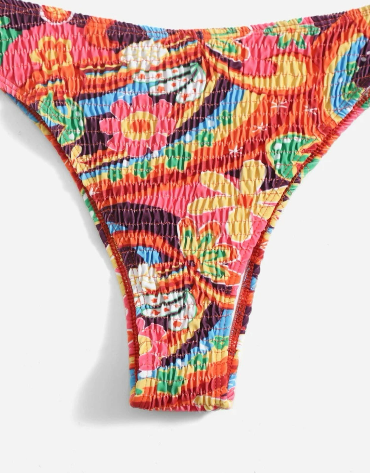 Floral print smock underwire high waisted bikini swimsuit