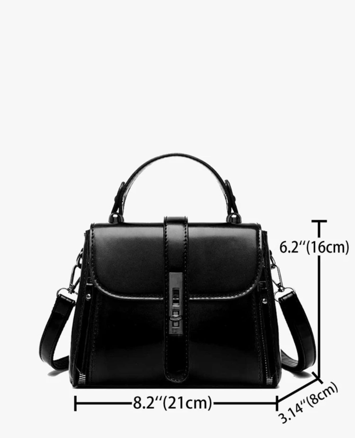Black minimalist twist lock satchel bag