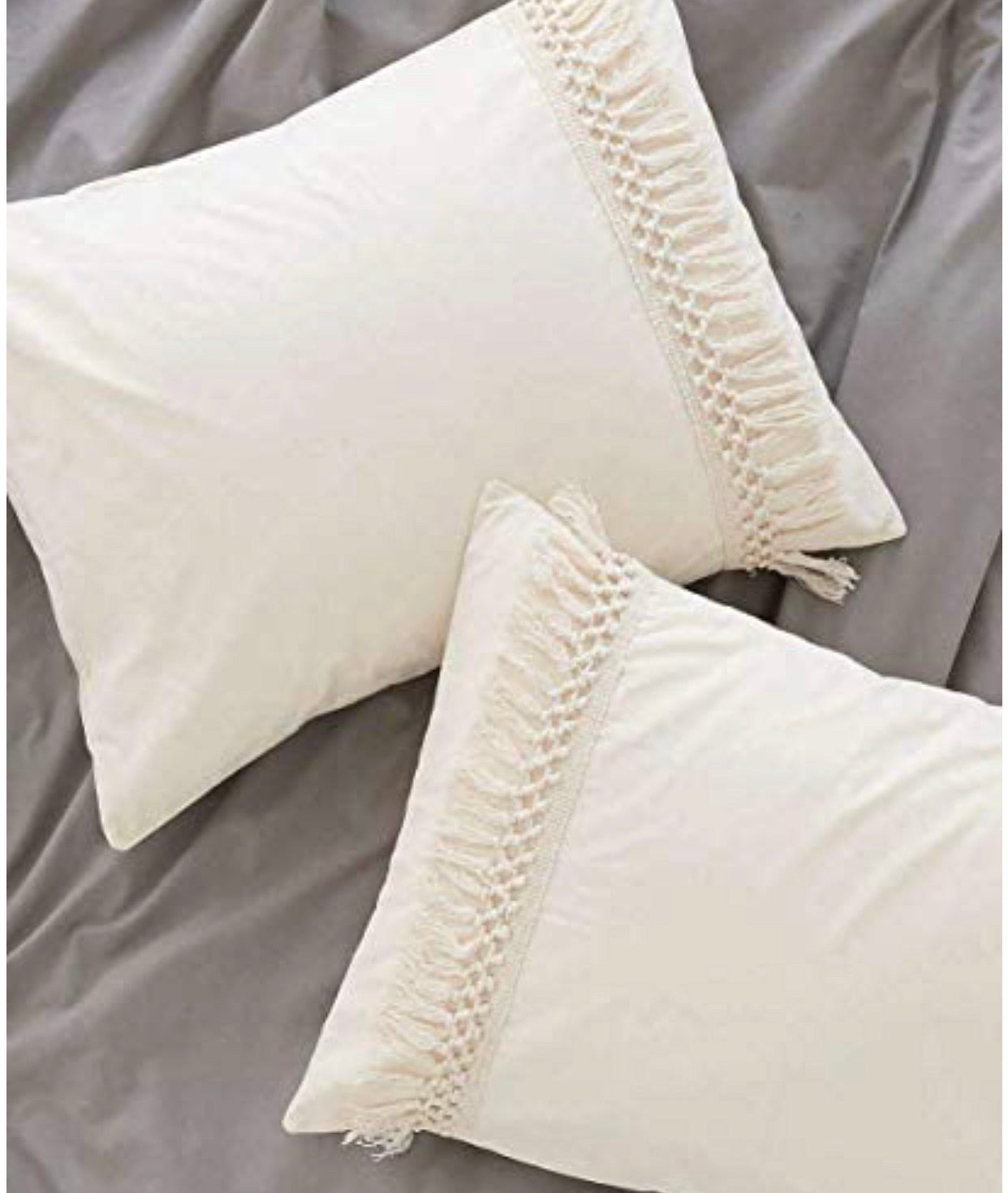 White Duvet Cover Fringed Cotton Tassel Duvet Cover - Christina’s unique boutique LLC