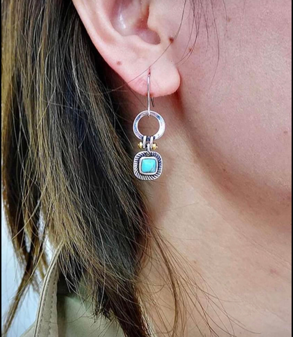 Round decor turquoise drop earrings. - Christina’s unique boutique LLC