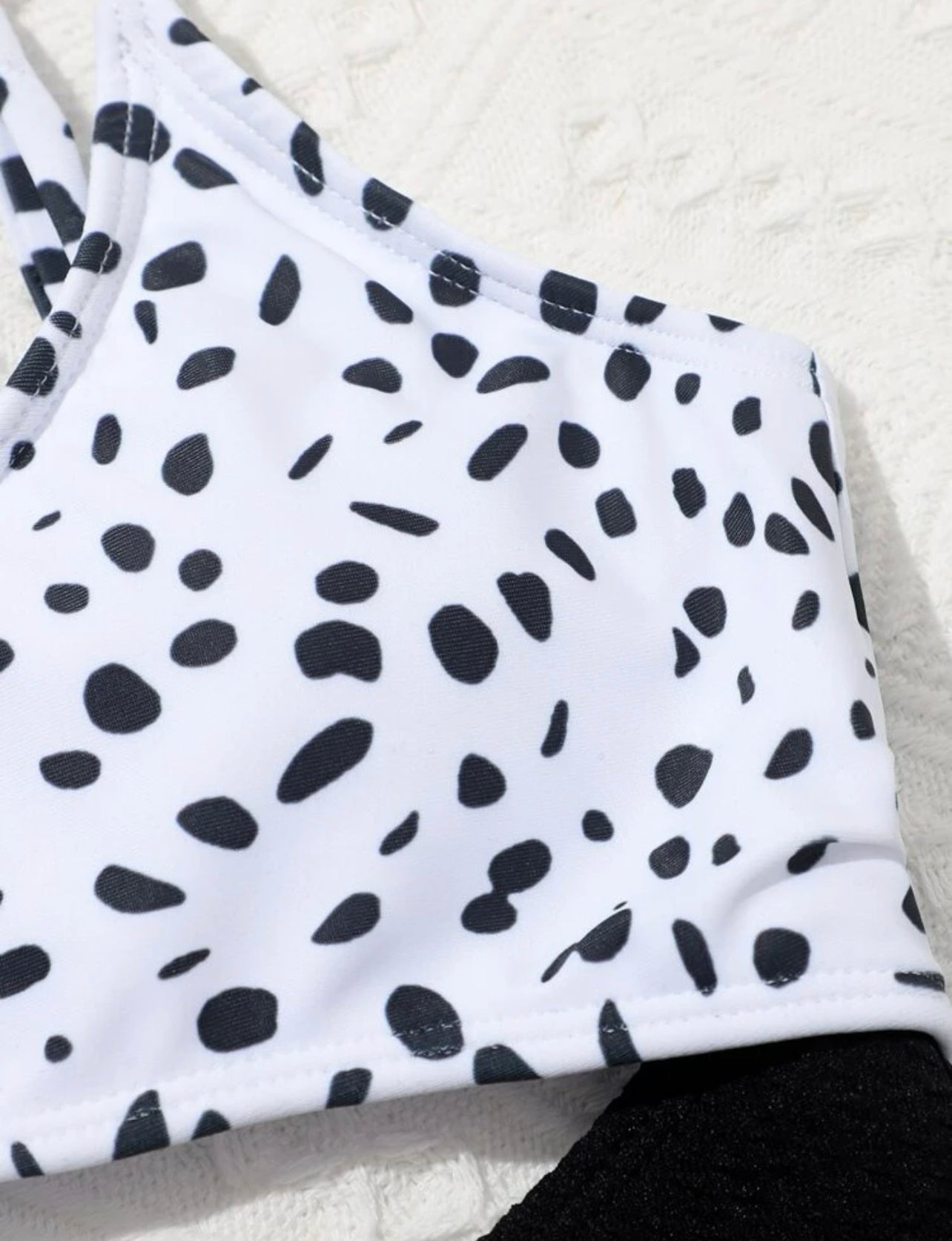 Girls Dalmatian Print Cut-out One Piece Swimsuit