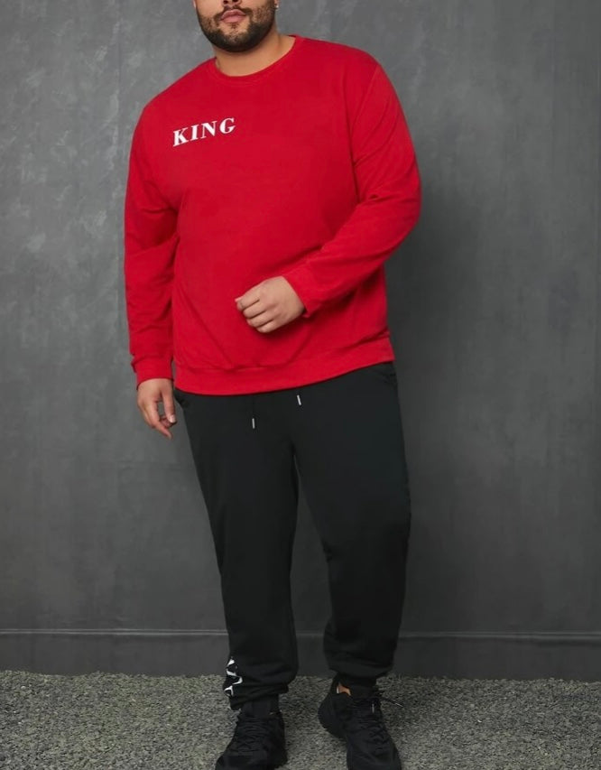 Extended Sizes Men Letter Men Letter Graphic Sweatshirt & Sweatpants