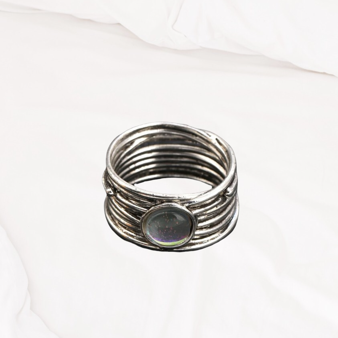 Moonstone inspired vintage style layered ring. Size 8.