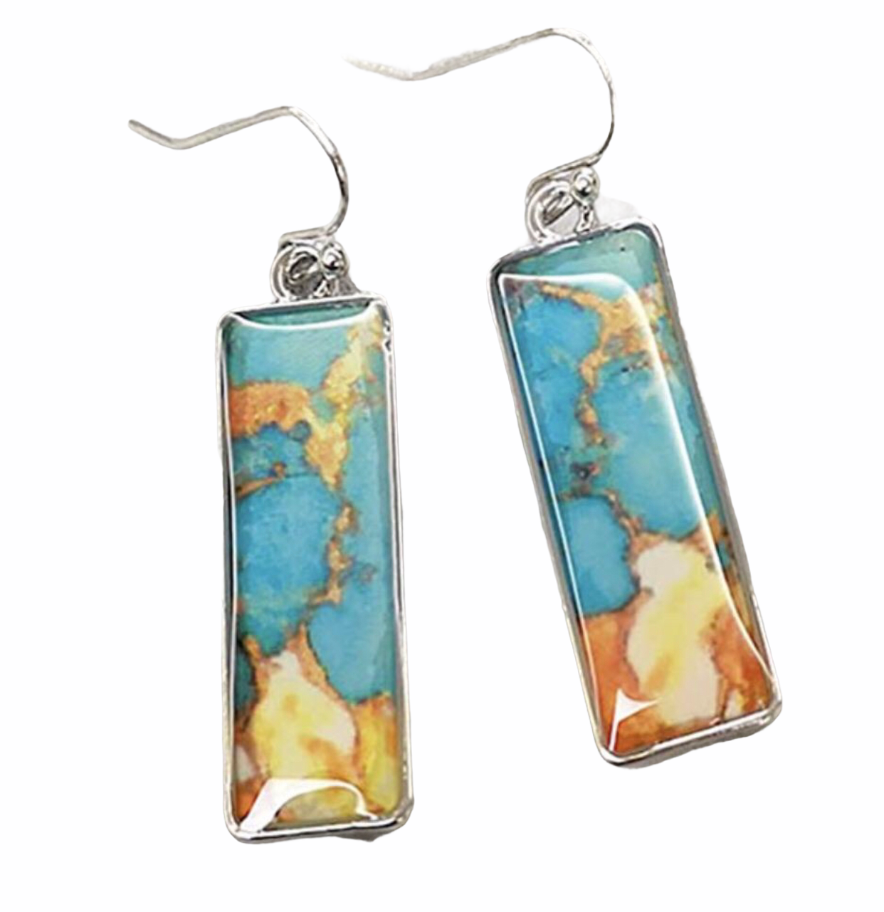 Ethnic Turquoise Square Dangle Drop Earrings - Christina’s unique boutique LLC