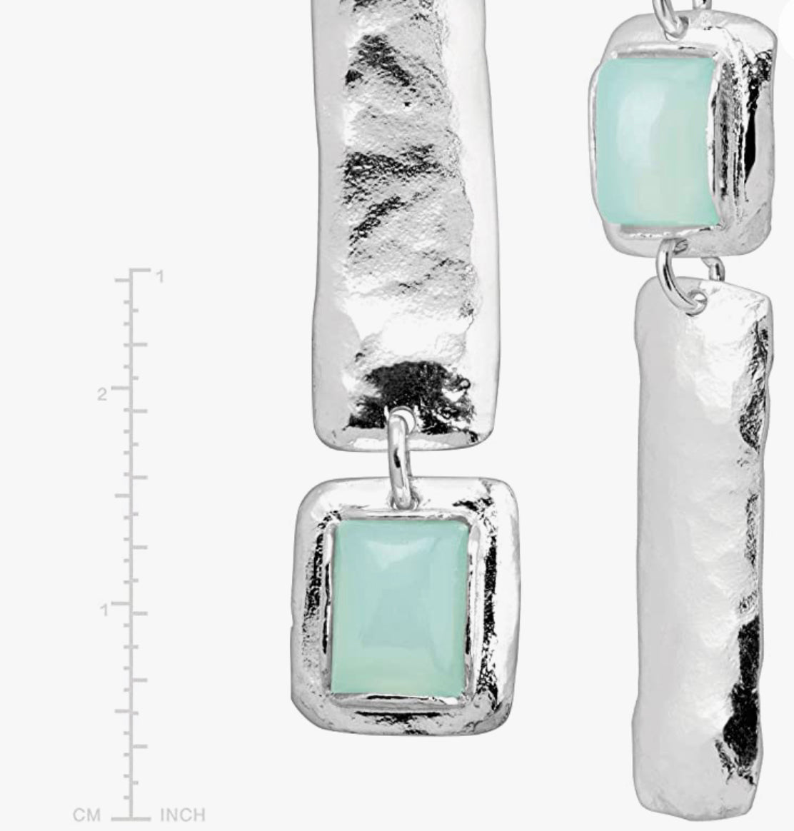 Natural Chalcedony Hinged Drop Earrings in Sterling Silver