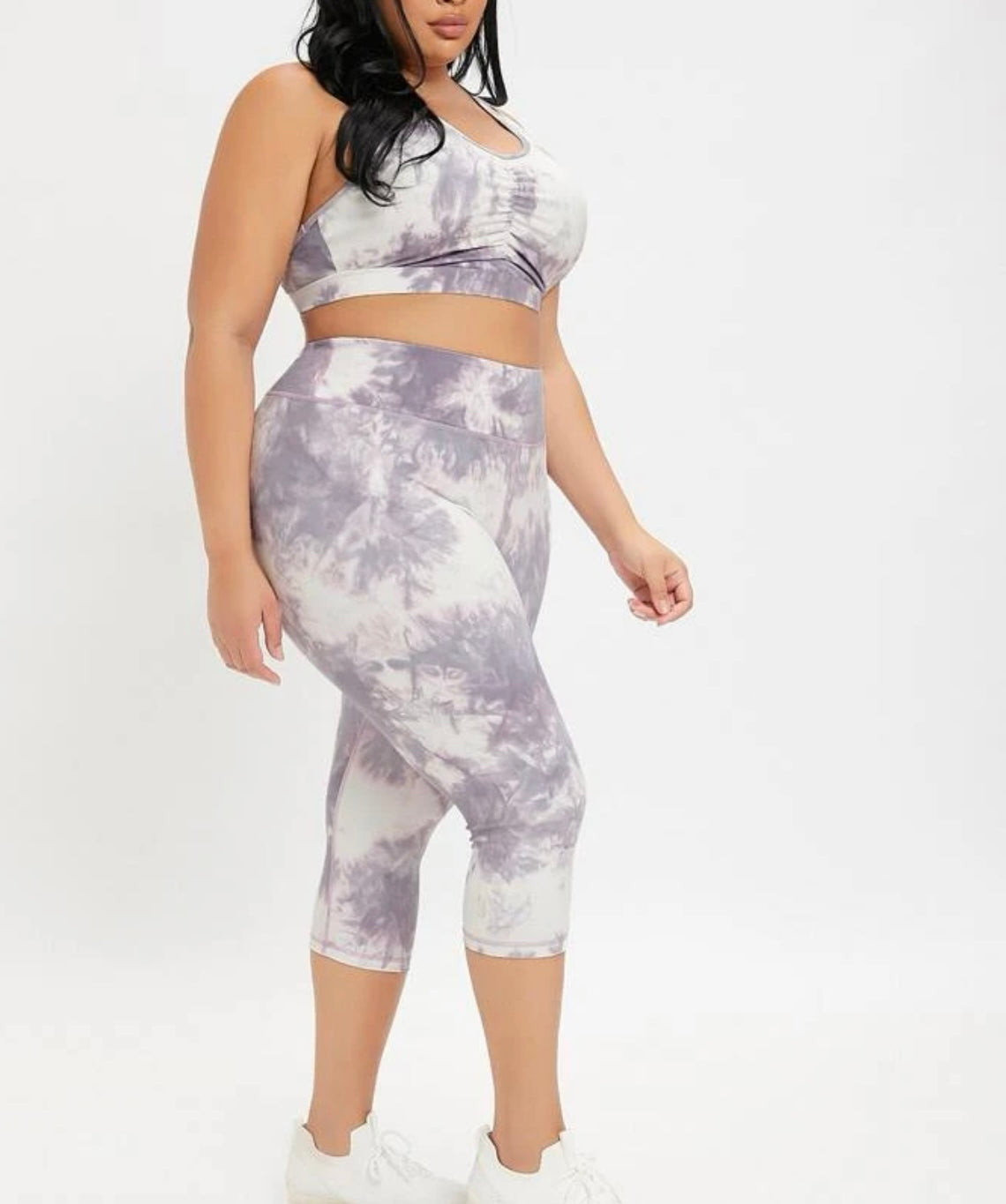 Plus tie dye criss cross back sports set