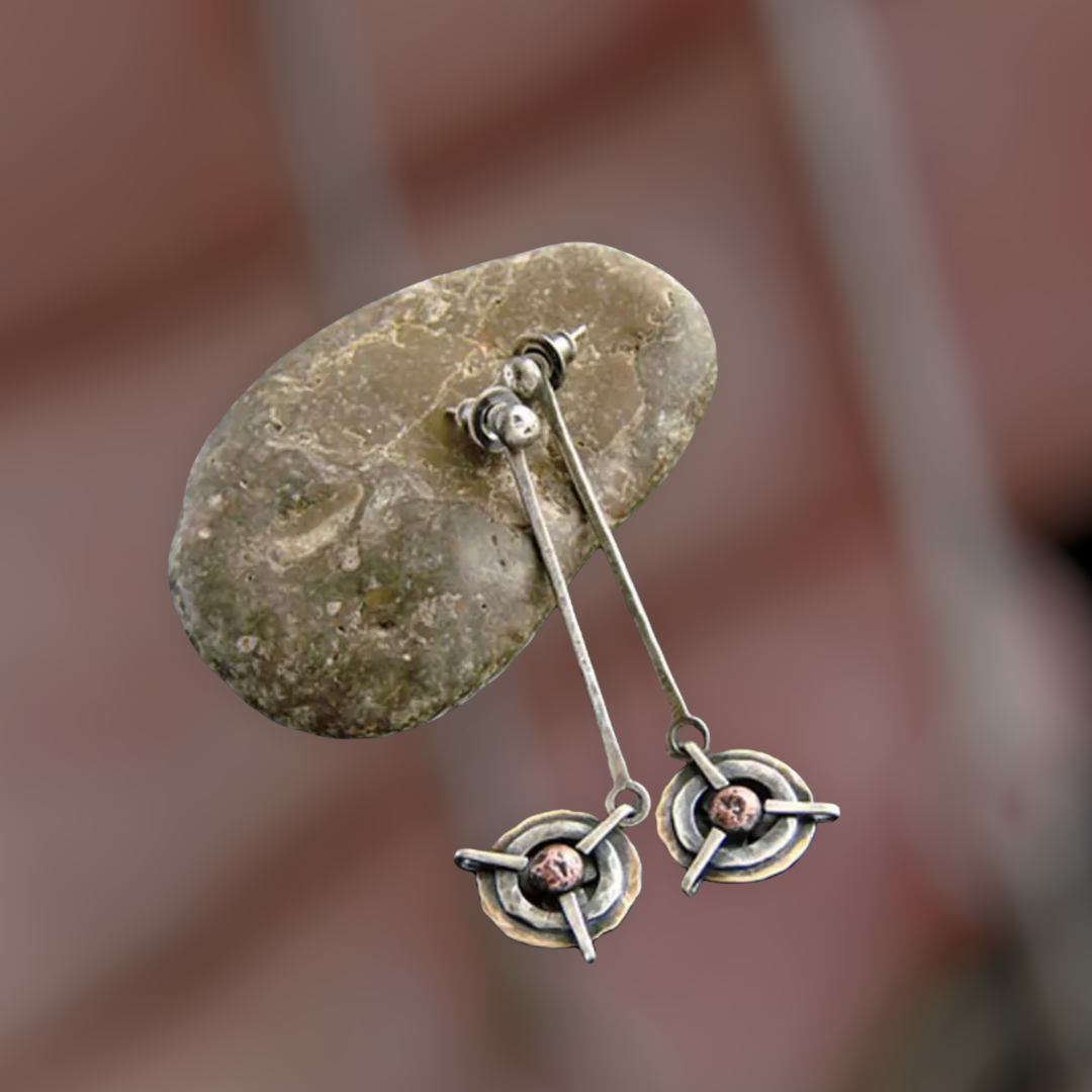 Gypsy Round Metal Drop Earrings Trend Women Jewelry New Antique Silver Color Long Rod Circle Pendant Earrings Accessories