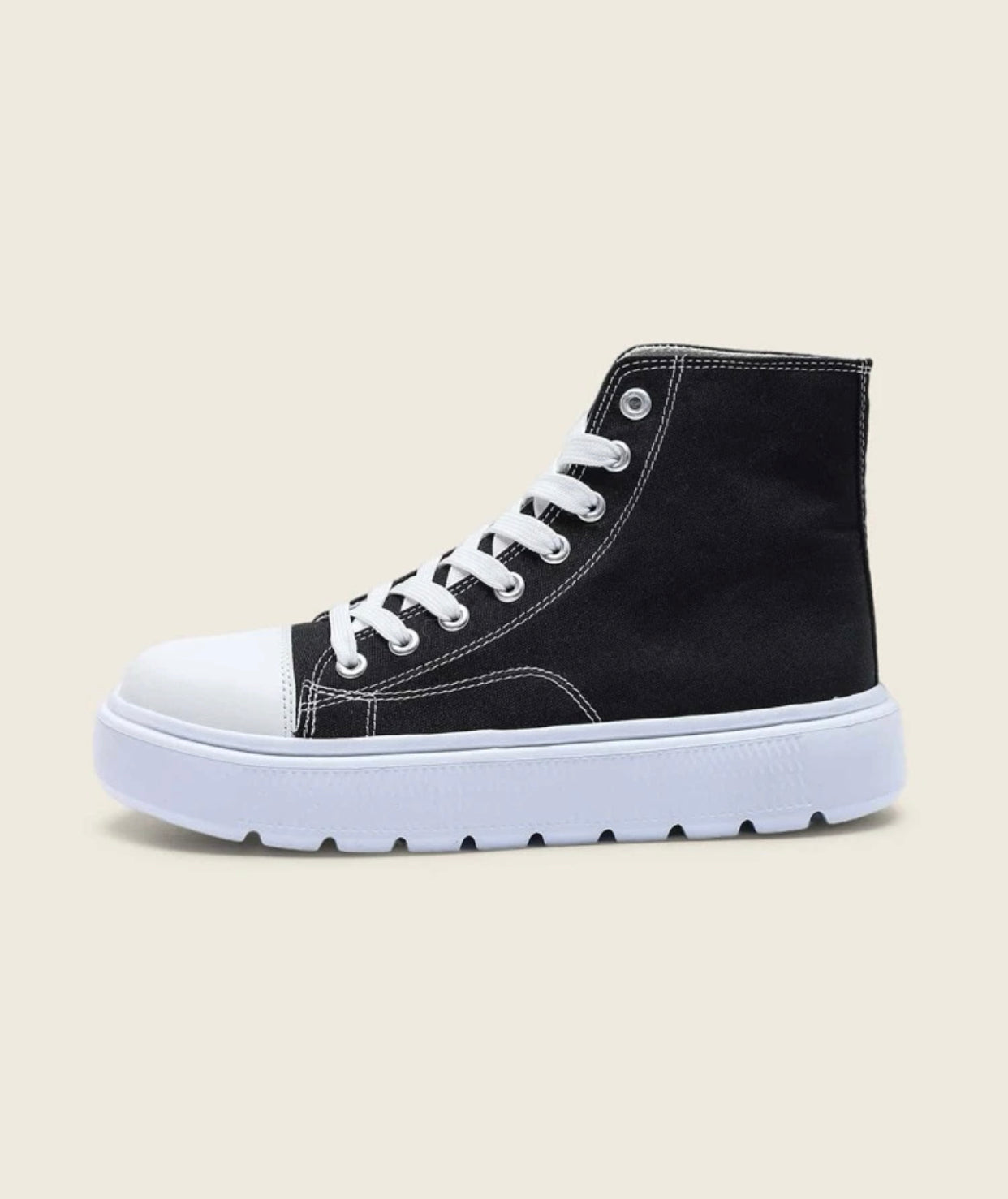 Black lace-up front high top skate shoes