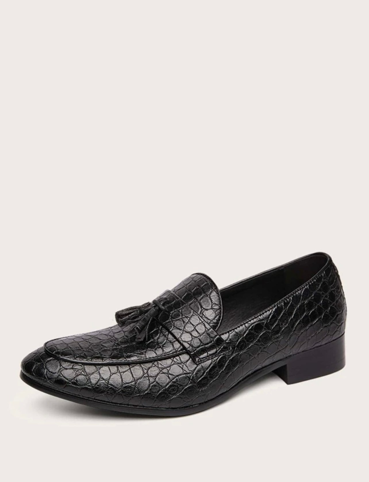 Men Crocodile Embossed Tassel Loafers