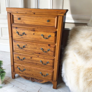 Solid brown wood dresser