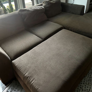 Grey Living Spaces Sectional; Right Facing Chaise w/Ottoman