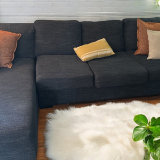 Navy blue sectional couch