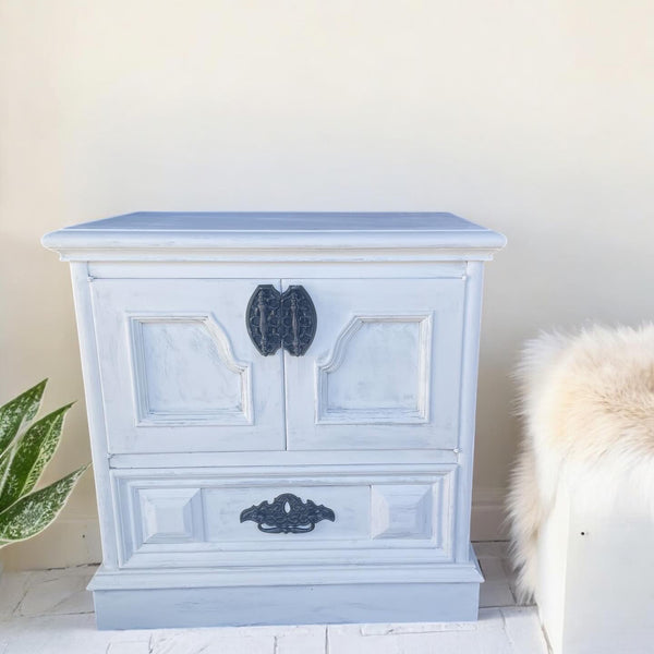 White & Black Refinished Real Wood Nightstands