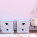 White & Black Refinished Real Wood Nightstands