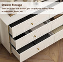 White Lacquer Dresser 6 Drawer Dresser With Metal Handle And Legs