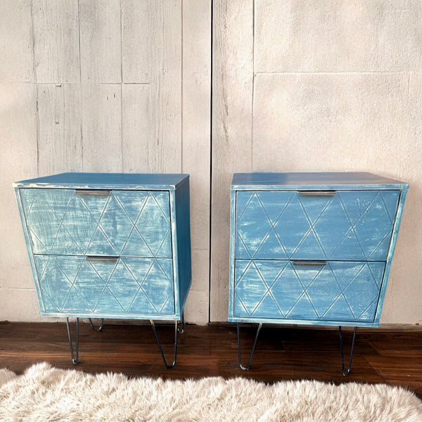 Elpenor Blue 2-Drawer Nightstands