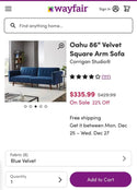 Oahu 86” Velvet Square Arm Futon Sofa