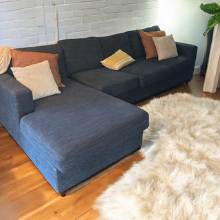 Navy blue sectional couch