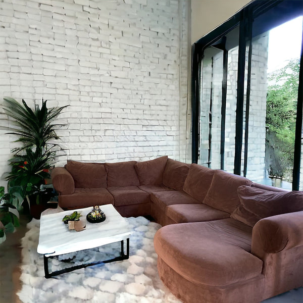 Large brown sectional couch