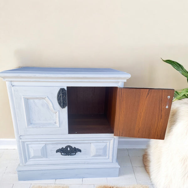 White & Black Refinished Real Wood Nightstands