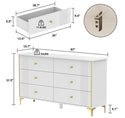 White Lacquer Dresser 6 Drawer Dresser With Metal Handle And Legs