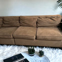 Corduroy Beige L-shaped Sectional Couch