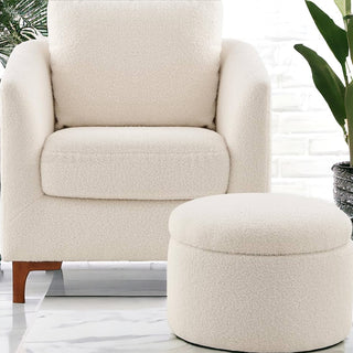 Sherpa Accent Chair with Storage Ottoman Set