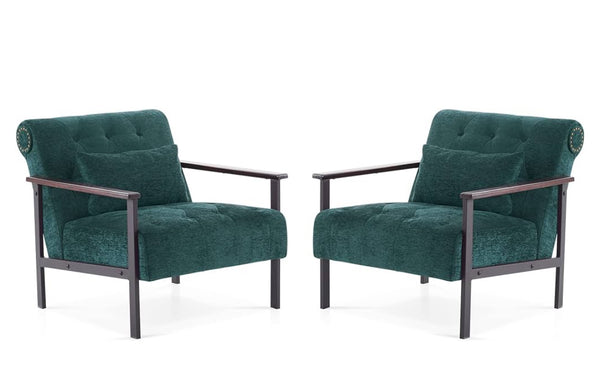 Modern Accent Chairs, Chenille Upholstered Armchair (Set of 2)