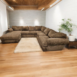 Large Family Sized Brown Sectional Couch