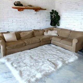 Beige L-shaped sectional sofa