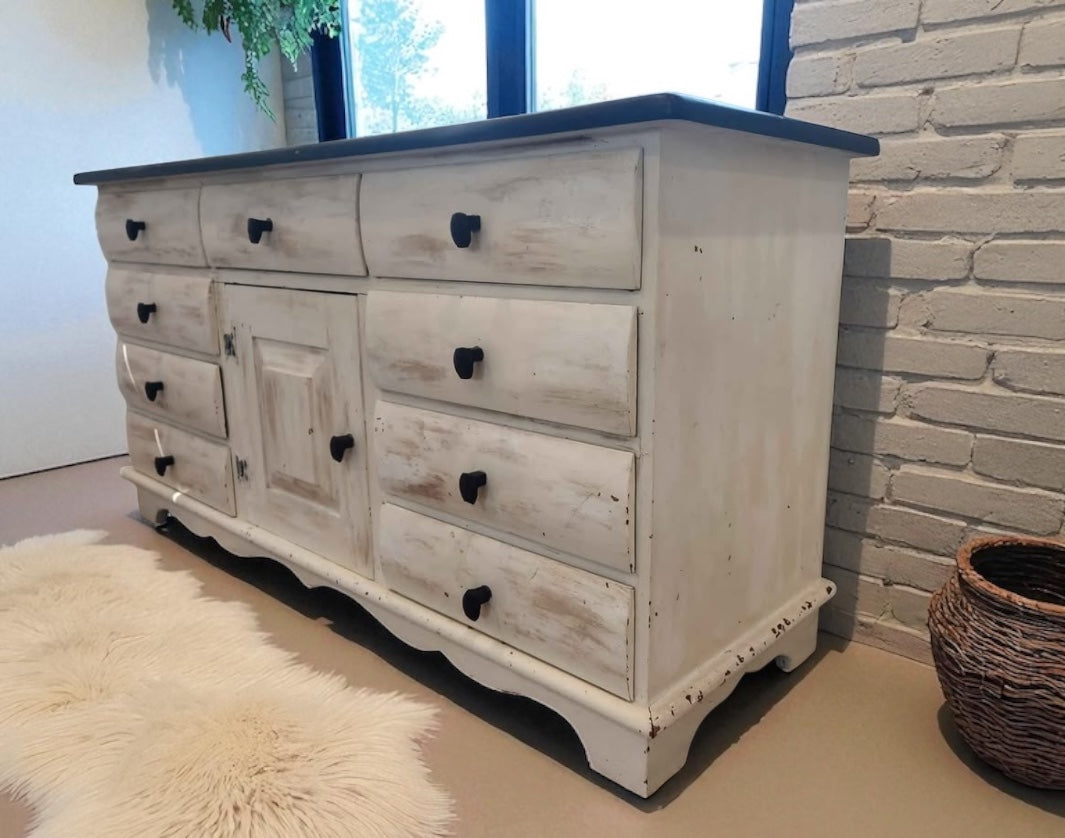 Dresser with antique cream colored finish