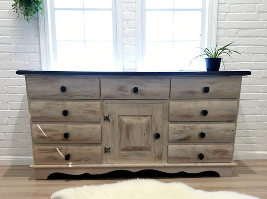 Dresser with antique cream colored finish