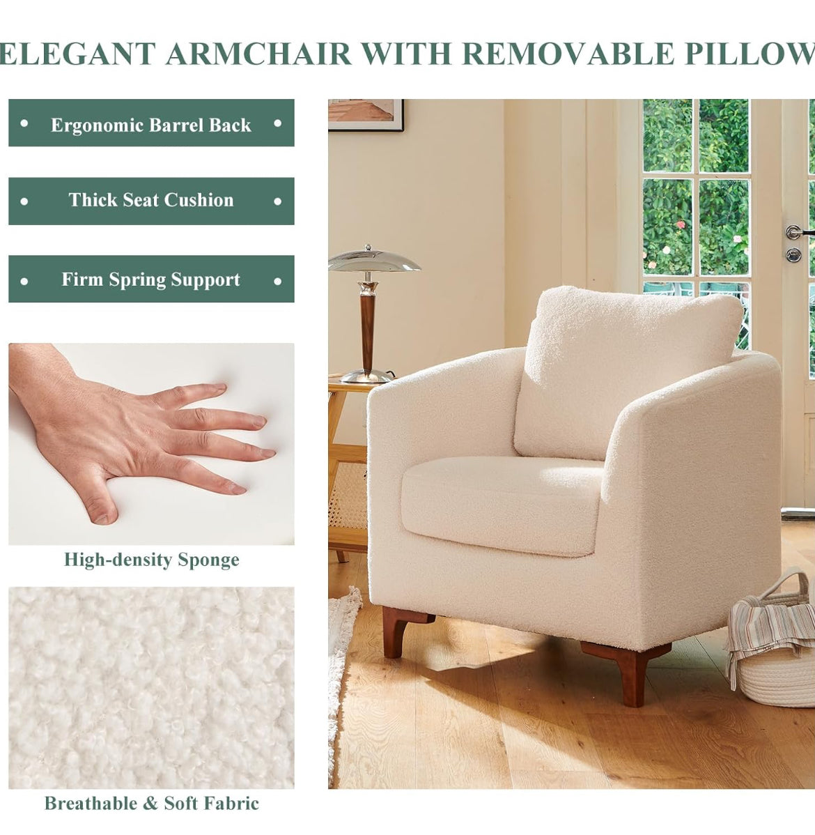 Sherpa Accent Chair with Storage Ottoman Set