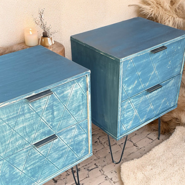 Elpenor Blue 2-Drawer Nightstands