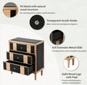 3 Drawer- Faux leather Nightstand