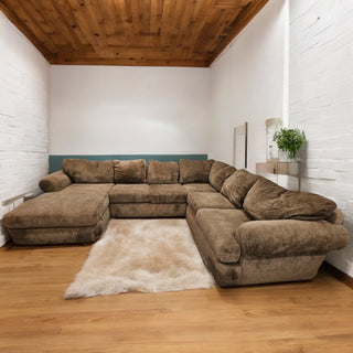 Large Family Sized Brown Sectional Couch