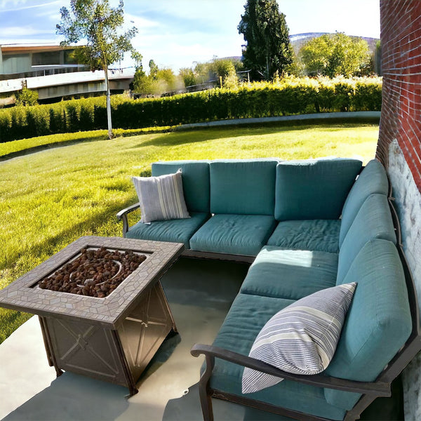 Outdoor patio sectional & propane fireplace