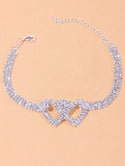 Rhinestone Heart Decor Anklet