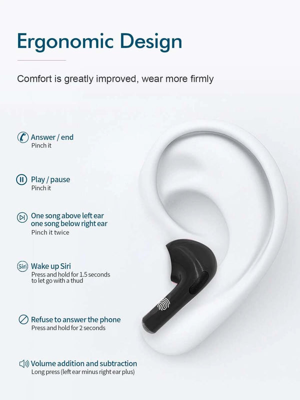 Power Display True Wireless Stereo Headset Compatible With Bluetooth