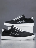 Men Embroidery Detail Lace-up Front Skate Shoes