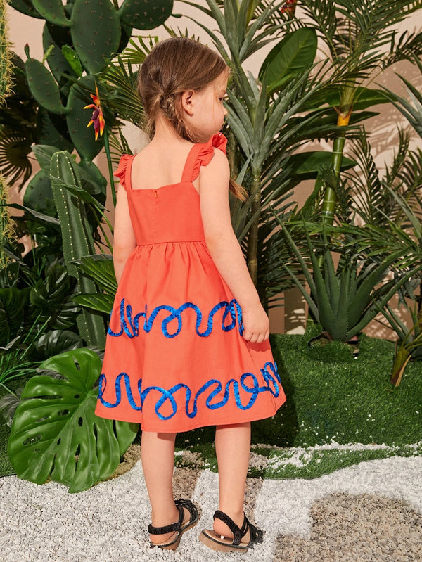 Toddler Girls Graphic Print Ruffle Armhole Dress