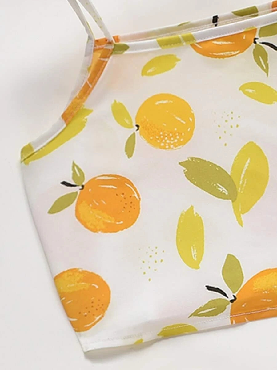 Girls Fruit Print Cami Top & Skirt