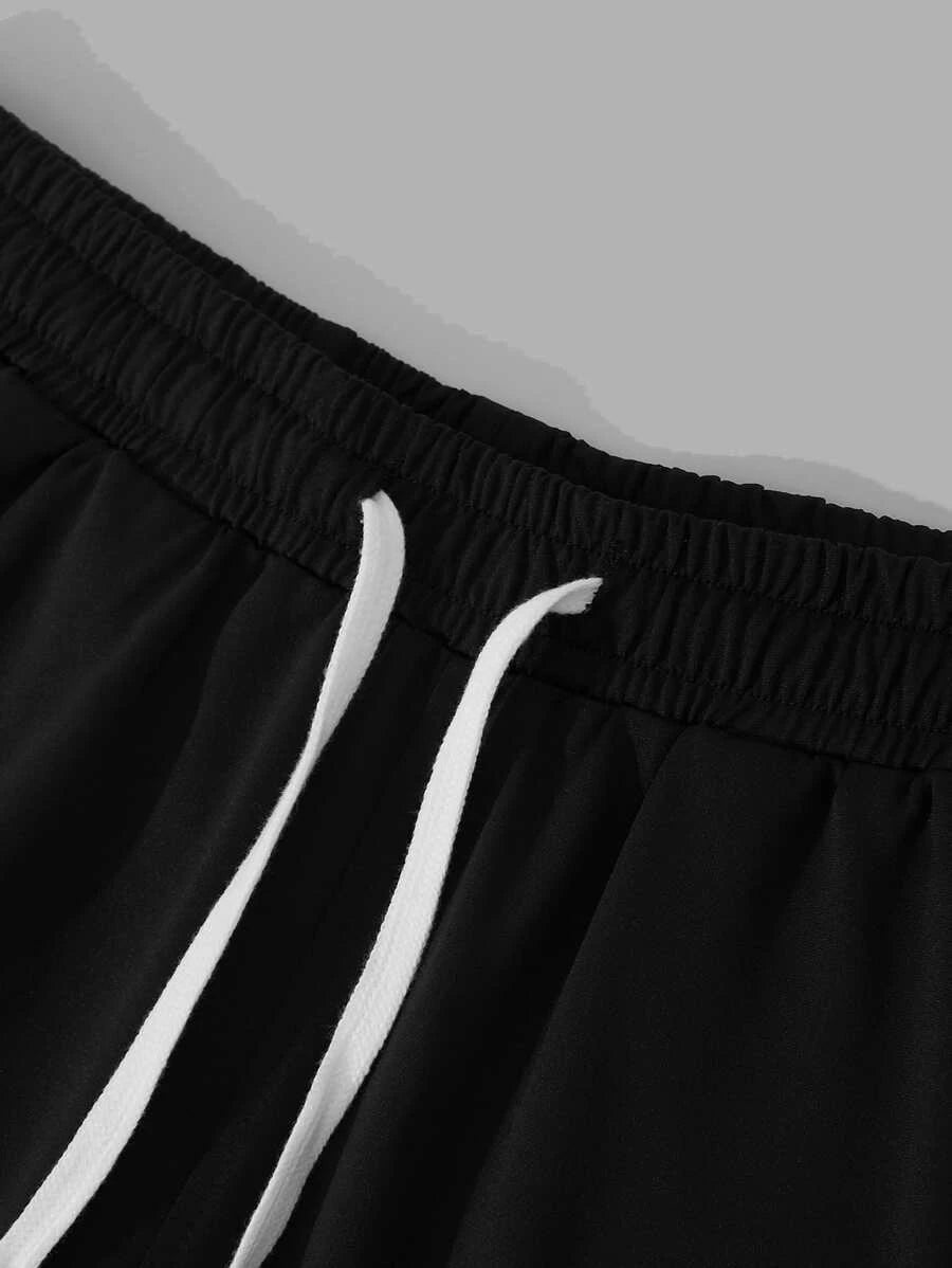 Men Letter & Eagle Print Tee & Drawstring Shorts